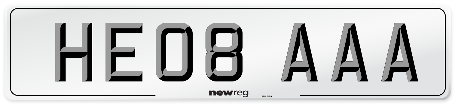 HE08 AAA Number Plate from New Reg